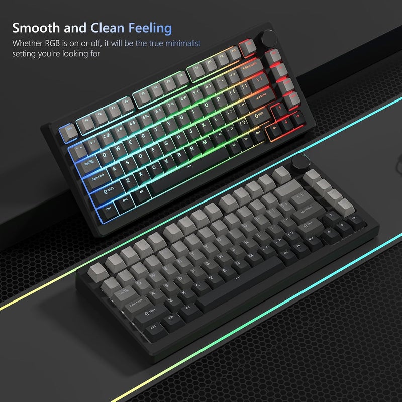 Womier Shine Through PBT Keycaps 60 75 100 Percent Cherry Profile, Custom Key Cap Doubleshot Keycaps Set, Universal Compatiability for Cherry Gateron MX Switches Keyboard, Gradient Gray - Image 5